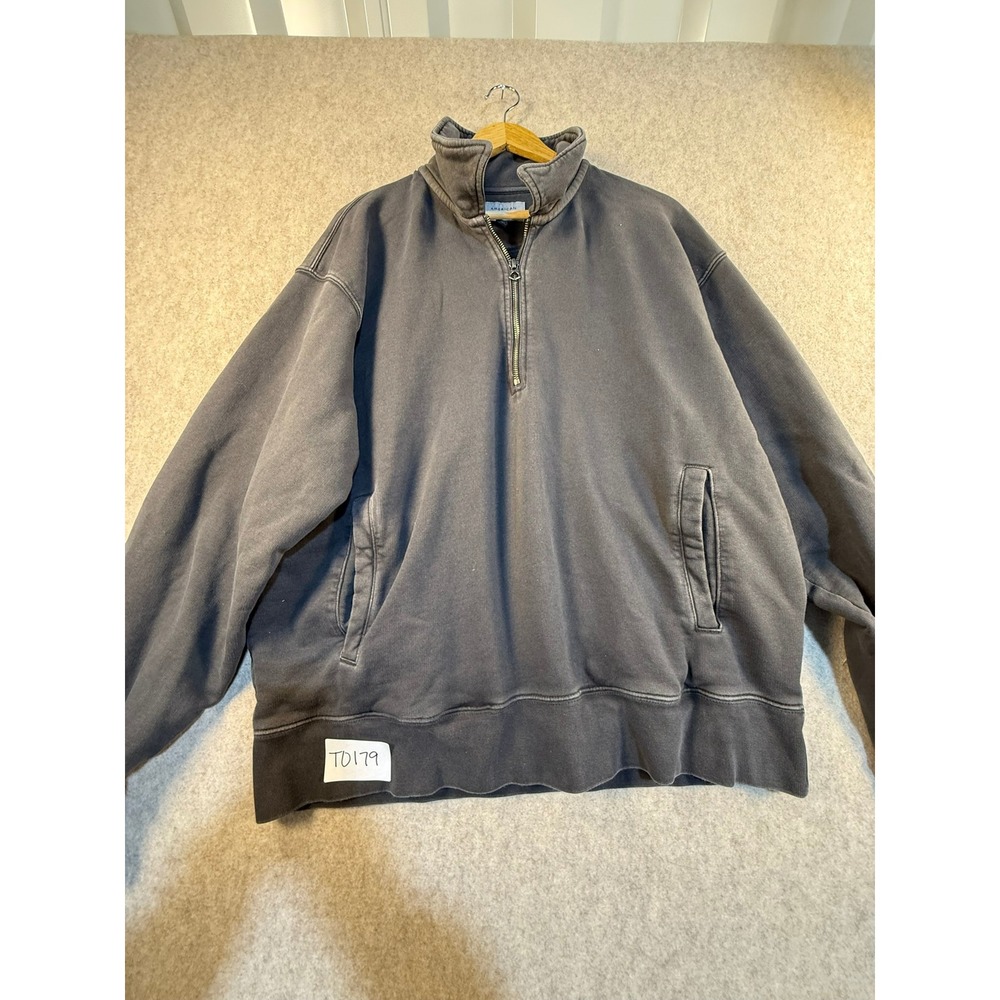 American Eagle Relaxed Fit Quarter‎ Zip Sweatshirt Mens Large Charcoal Grey